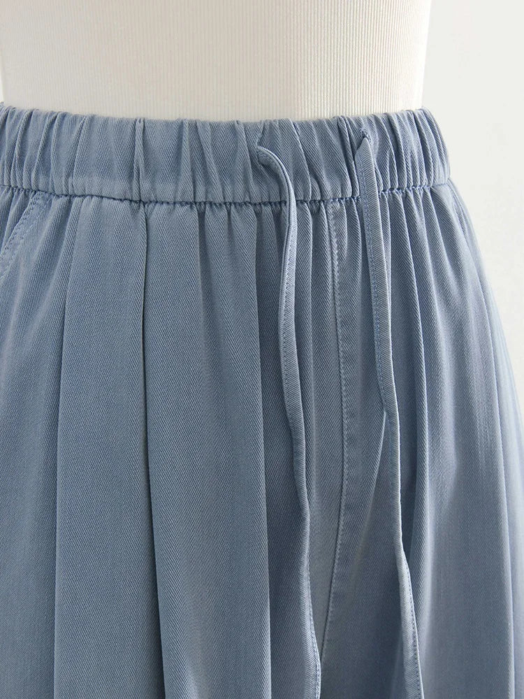 Lyocell Wide-Leg Denim Pants