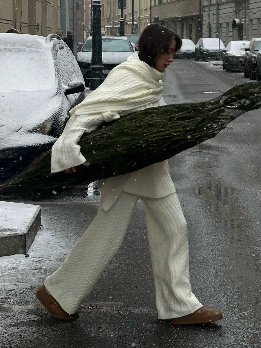 Ribbed Turtleneck Knit Set