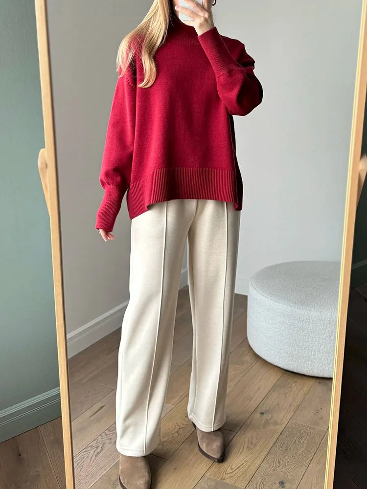 Loose Turtleneck Knit Sweater