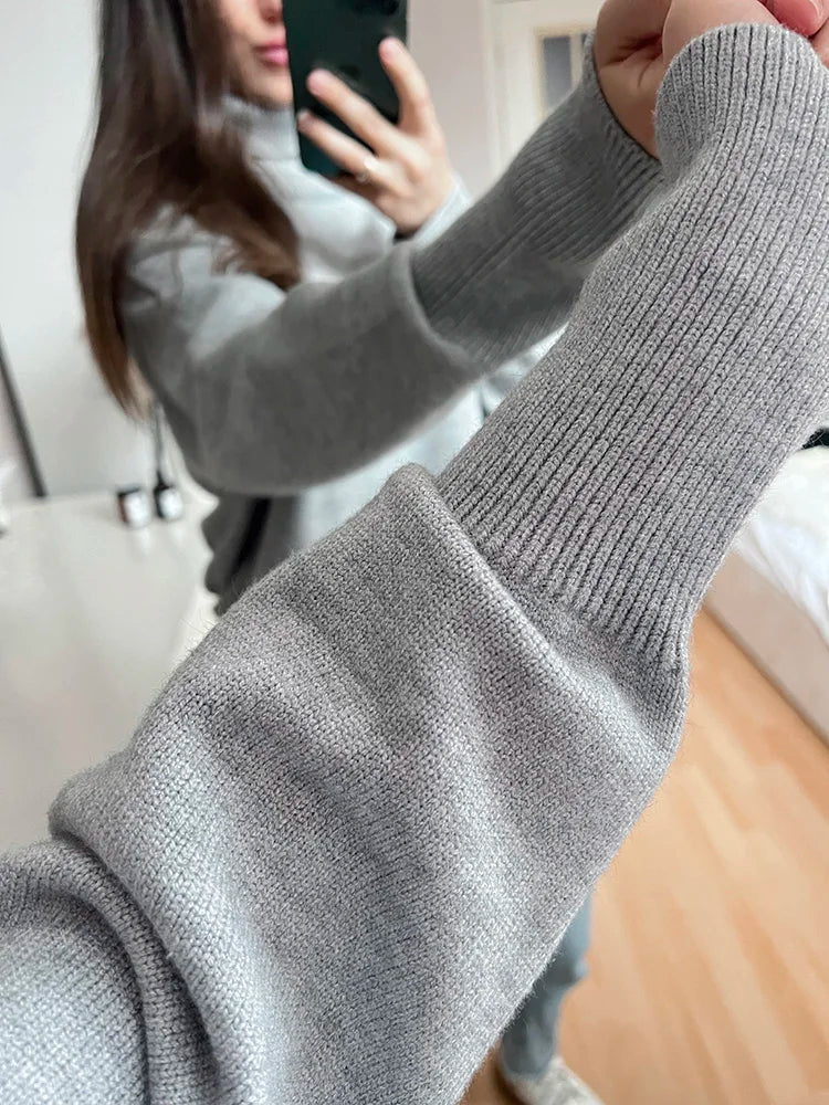 Loose Turtleneck Knit Sweater