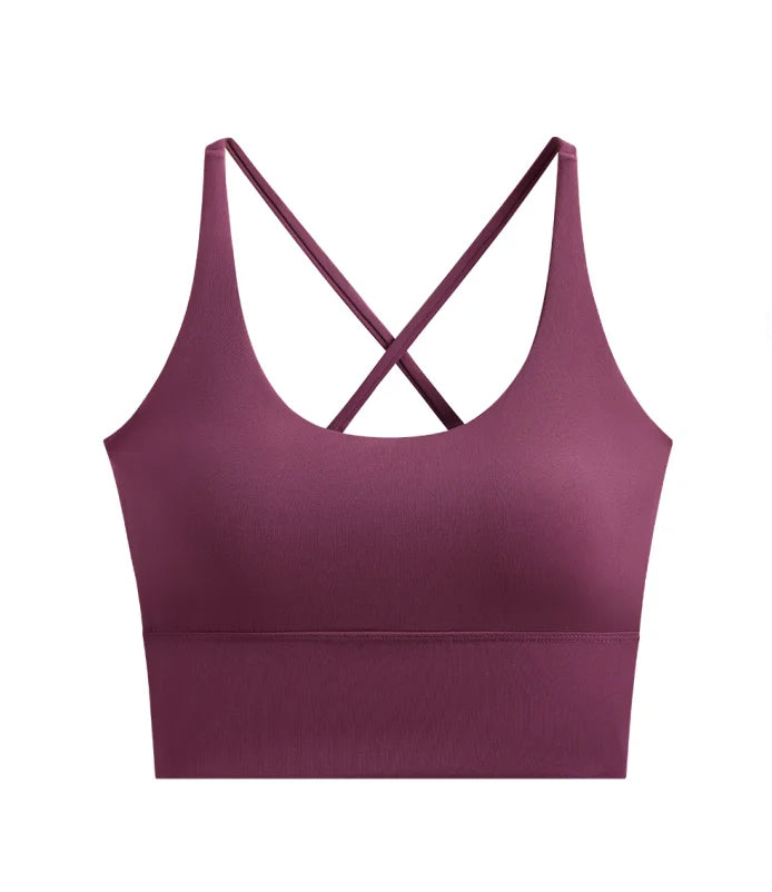 High Impact Seamless Sports Bra with Cross Back