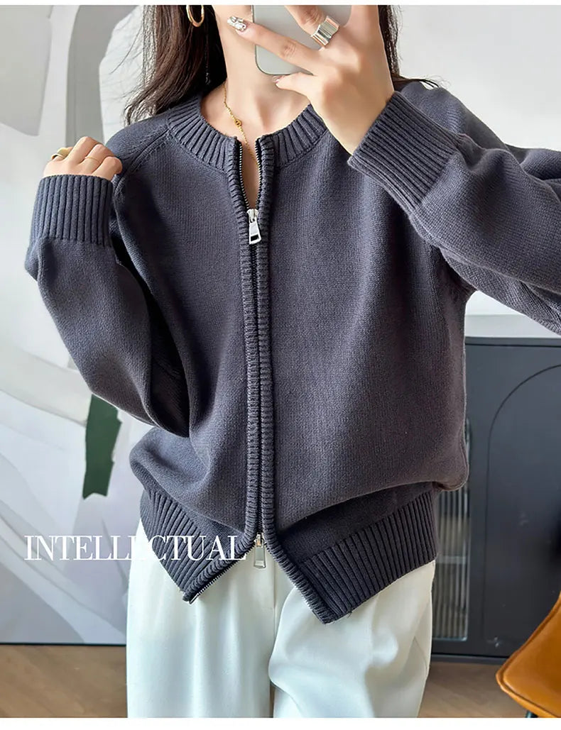Women’s 100% Cotton Zip-Up Cardigan