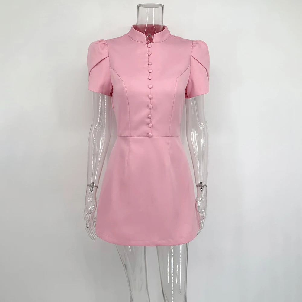 Ruffled Patchwork Mini Dress