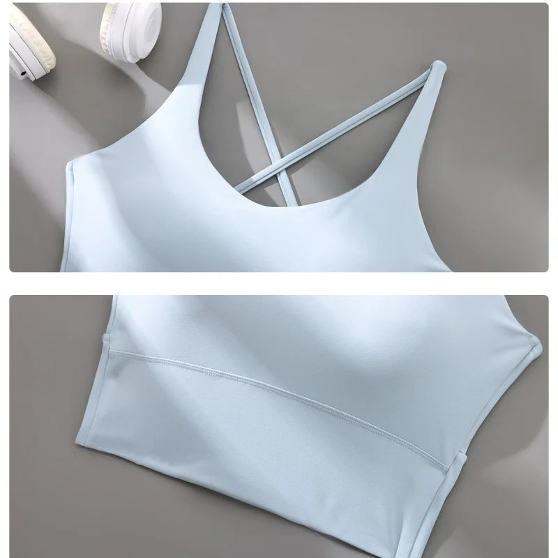 High Impact Seamless Sports Bra with Cross Back