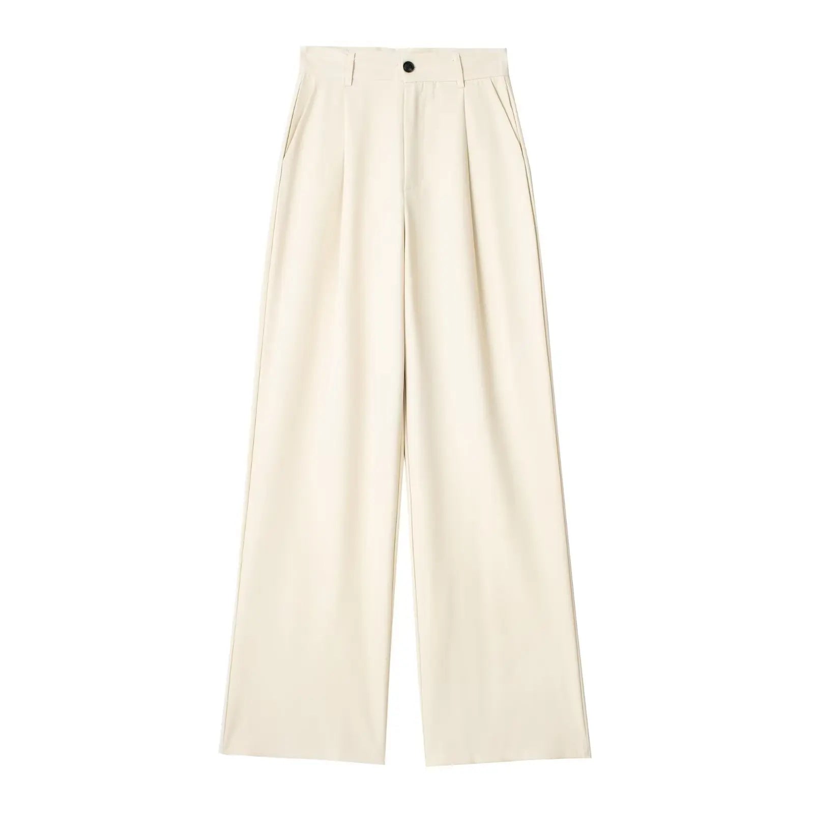 High Waist Front-Pleat Straight-Leg Trousers for Women