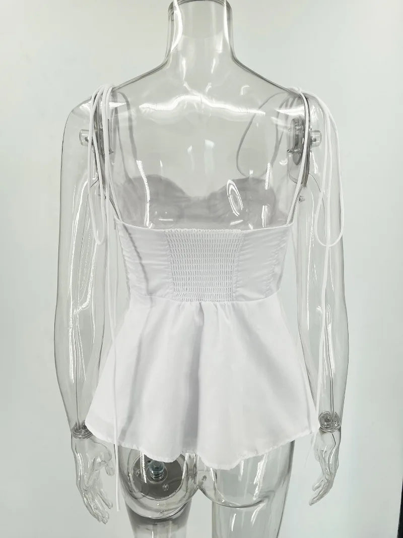 Smocked Strappy Ruffle Camisole