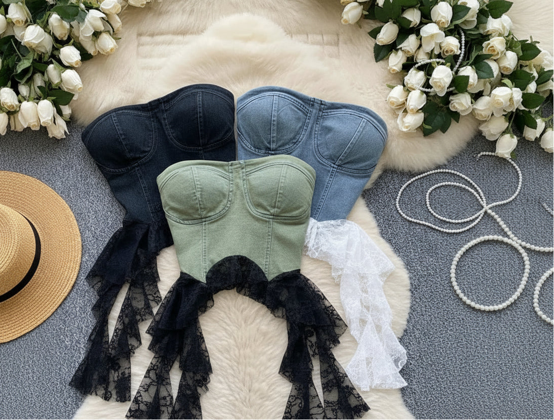 Women’s Lace Splice Denim Camisole