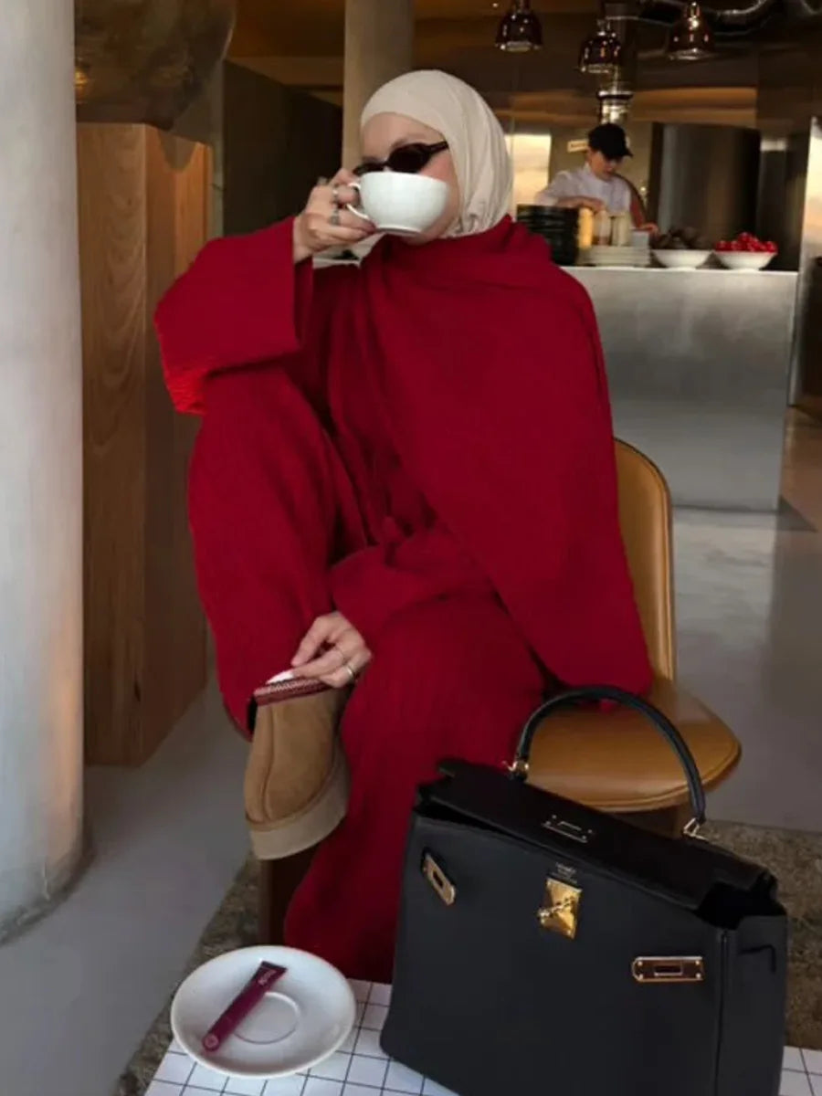 Ribbed Turtleneck Knit Set