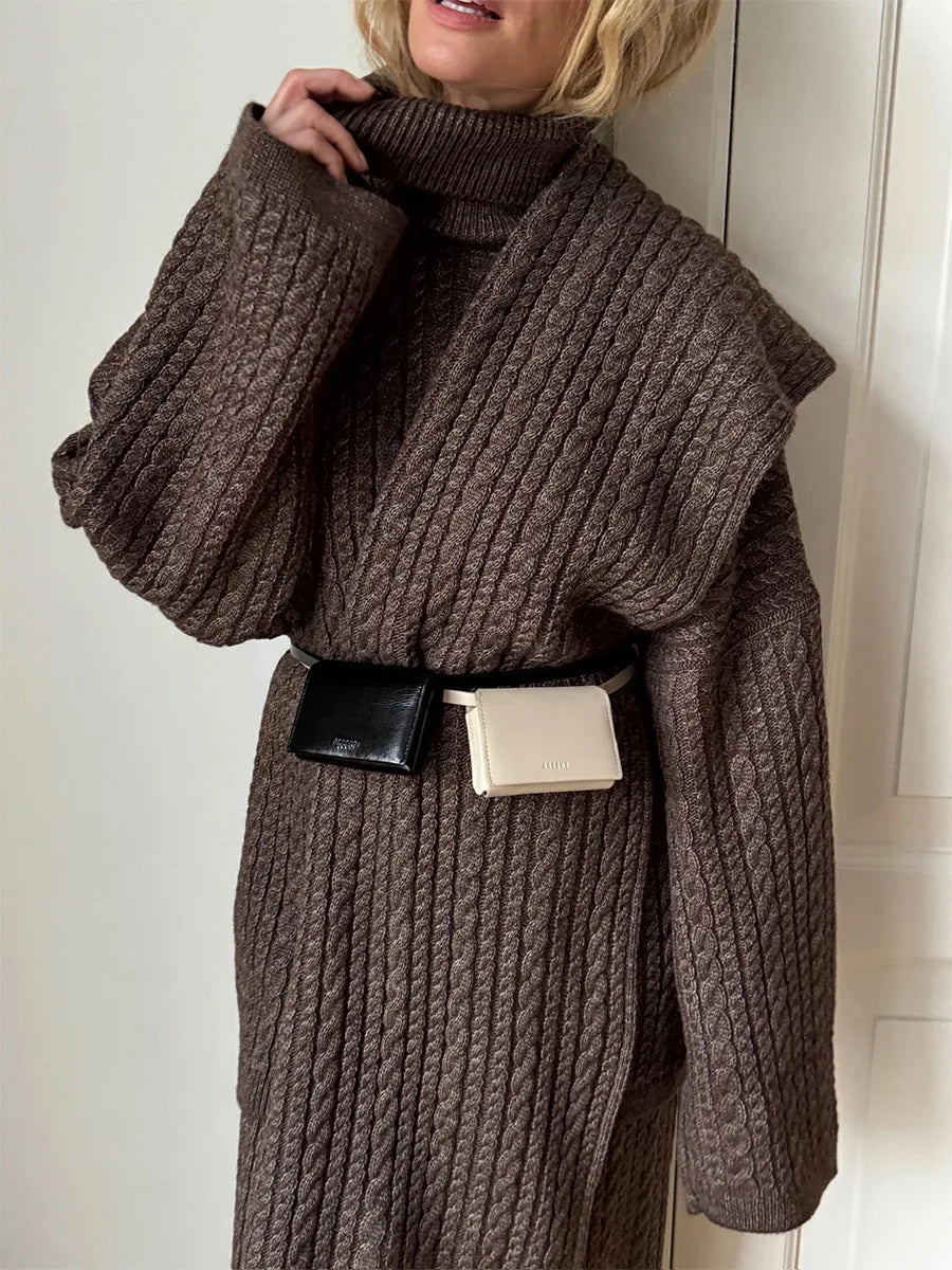 Ribbed Turtleneck Knit Set