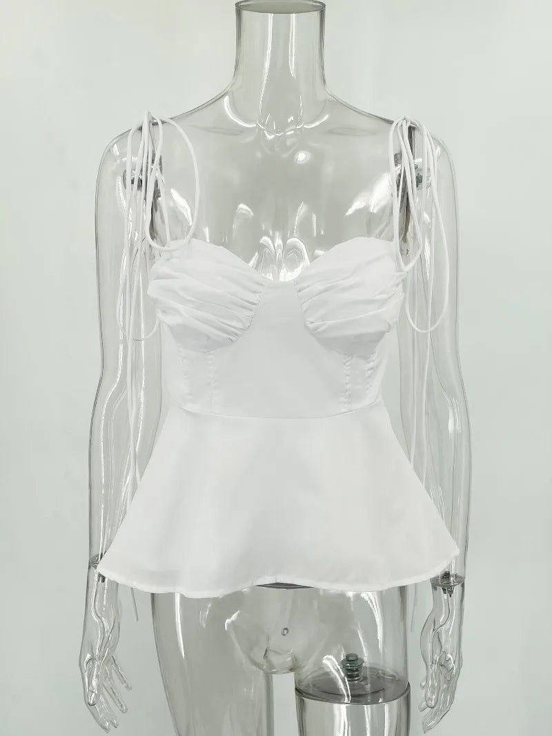 Smocked Strappy Ruffle Camisole