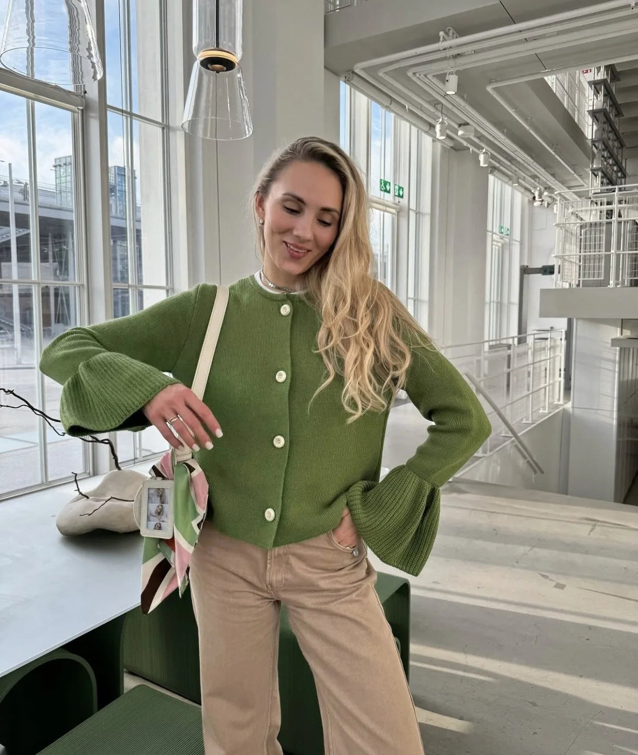 Ribbed Patchwork Knit Cardigan