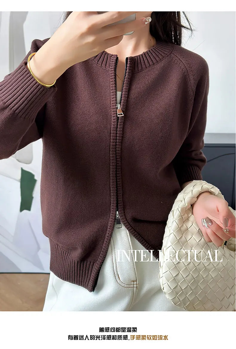 Women’s 100% Cotton Zip-Up Cardigan