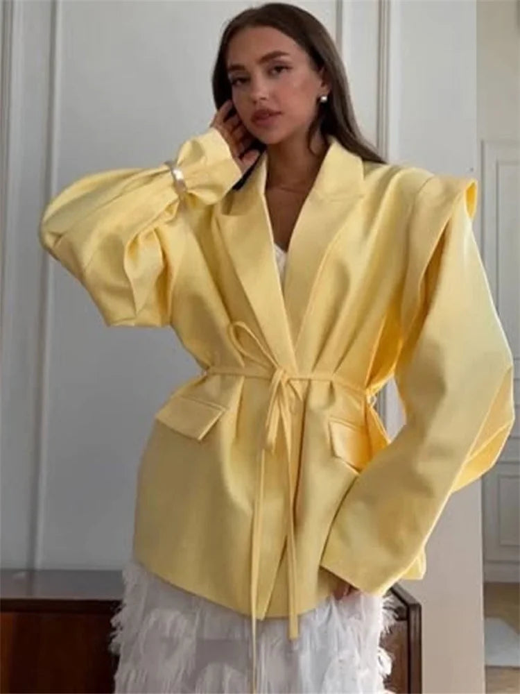 Lace-Up Lapel Suit Jacket