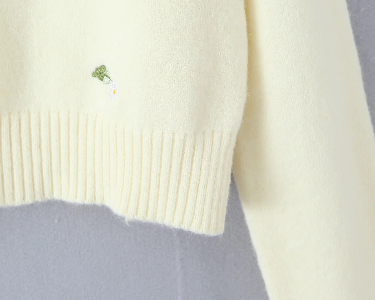 Cherry Embroidered Knit Cardigan