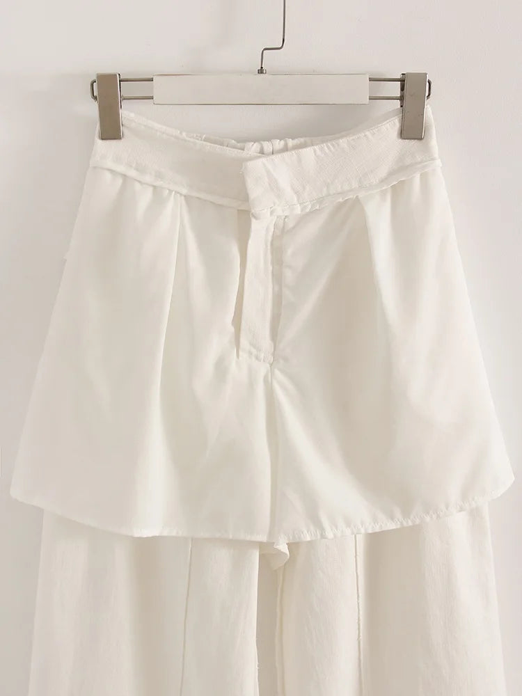 High Waist Cotton-Linen Wide Leg Pants