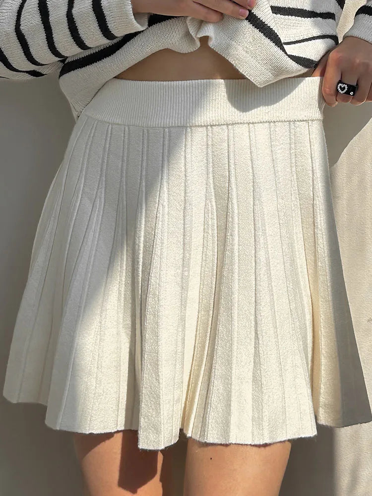 Knitted Pleated Mini Skirt