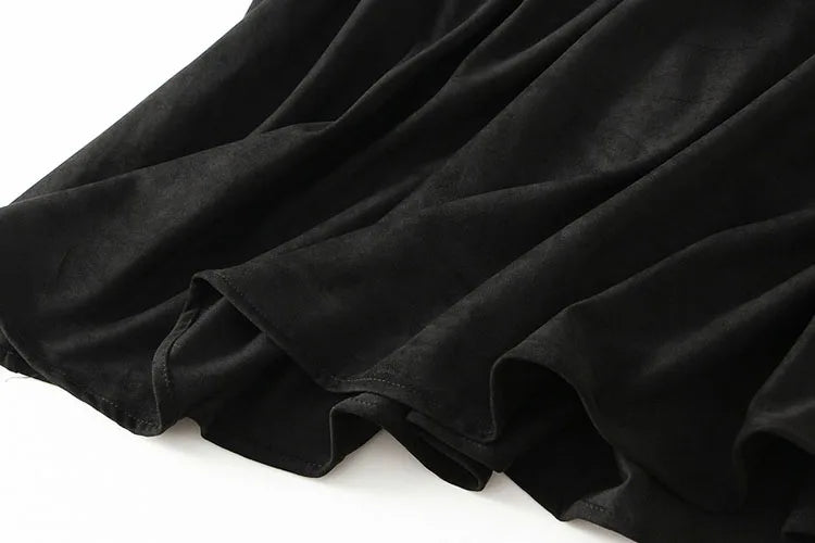 High Waist Suede A-Line Skirt
