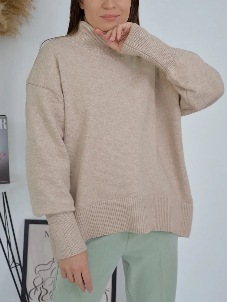 Loose Turtleneck Knit Sweater