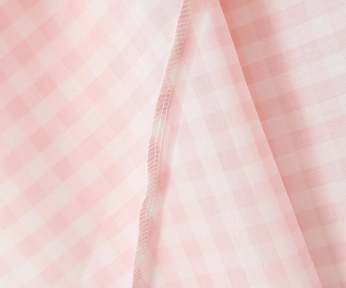 Pink Plaid Backless Halter Low-Waist Mini Dress