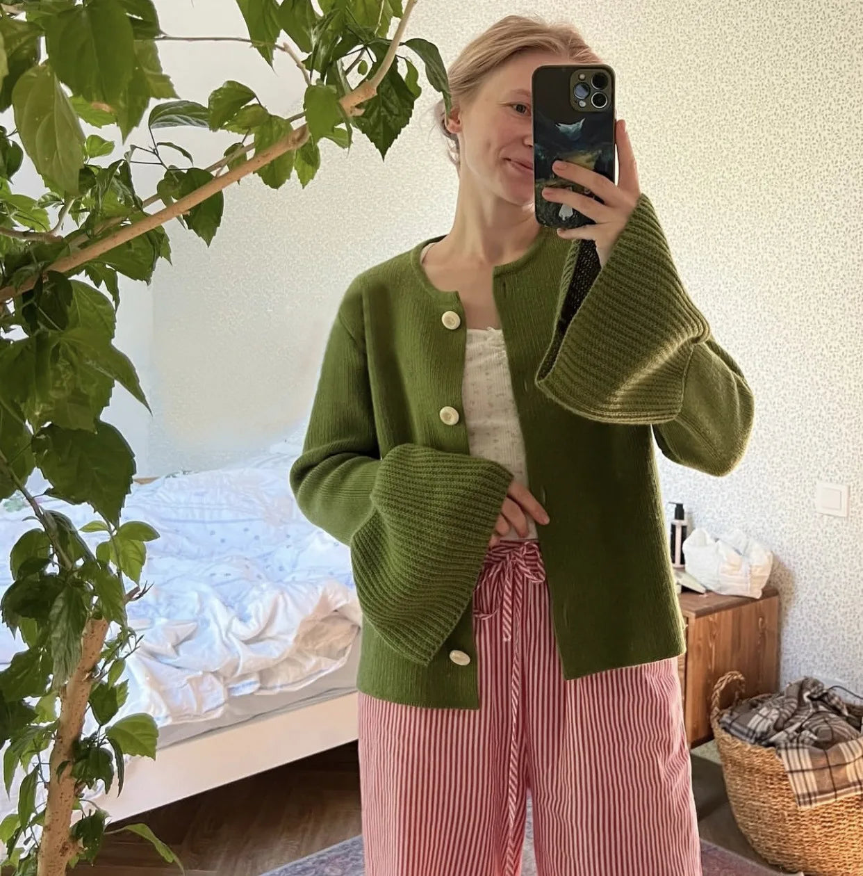 Ribbed Patchwork Knit Cardigan