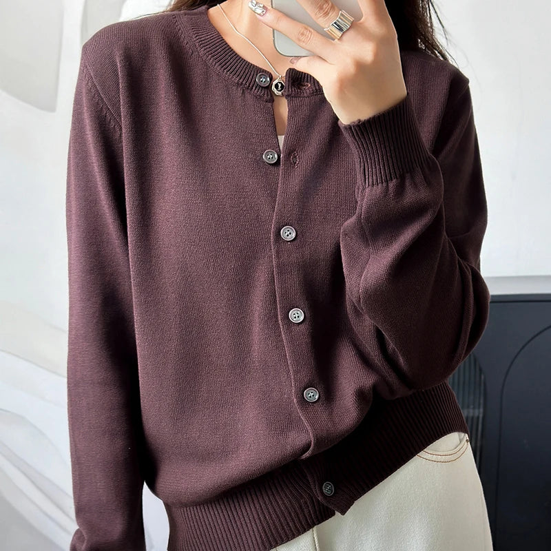 Cotton O-Neck Cardigan
