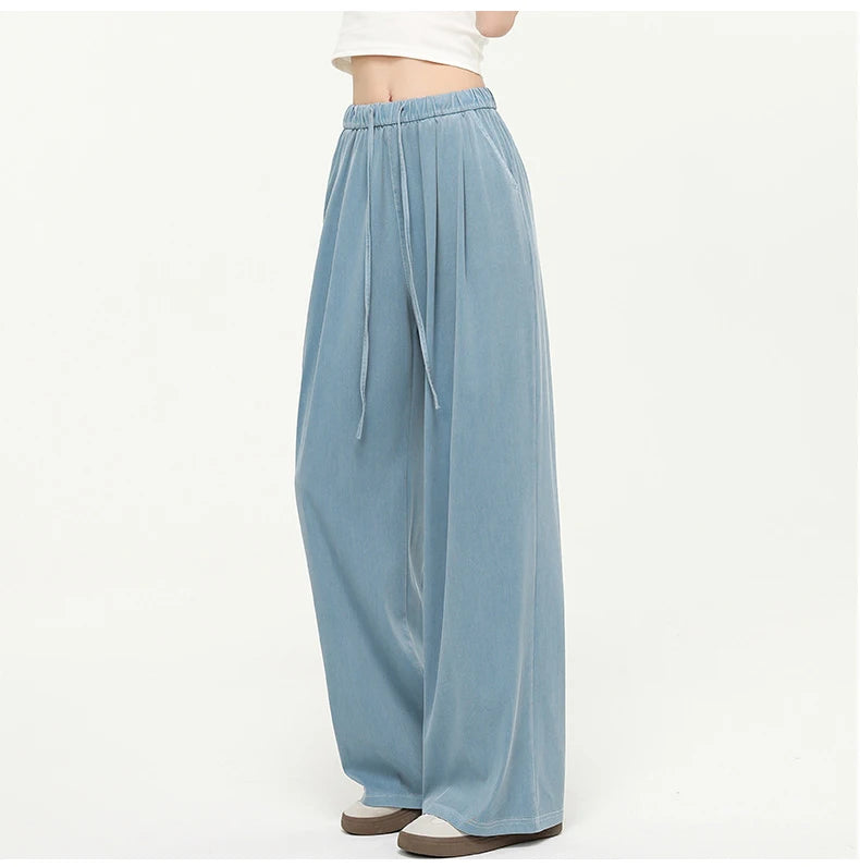 Lyocell Wide-Leg Denim Pants