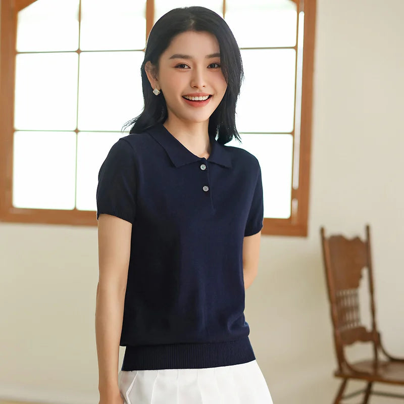 Women’s 100% Cotton Polo Collar Top