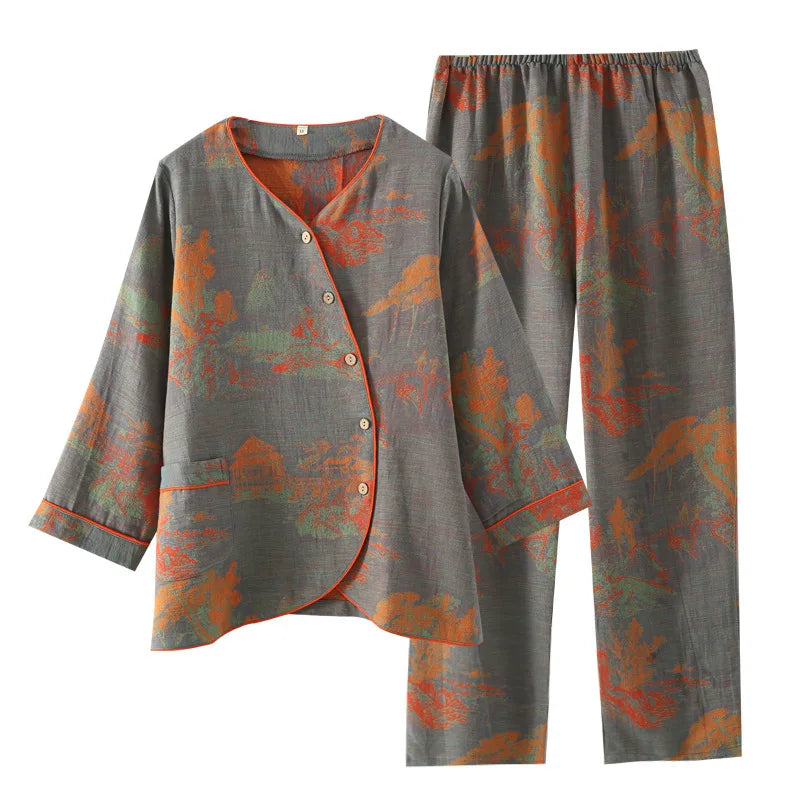 Women’s 100% Cotton Jacquard Pajama Set
