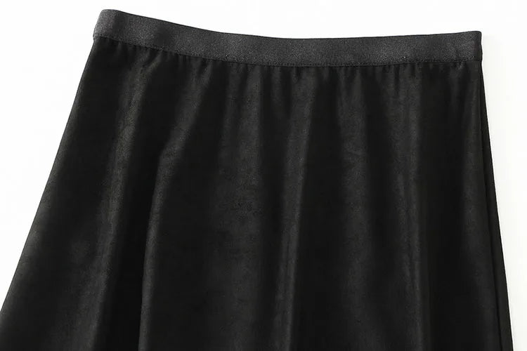 High Waist Suede A-Line Skirt
