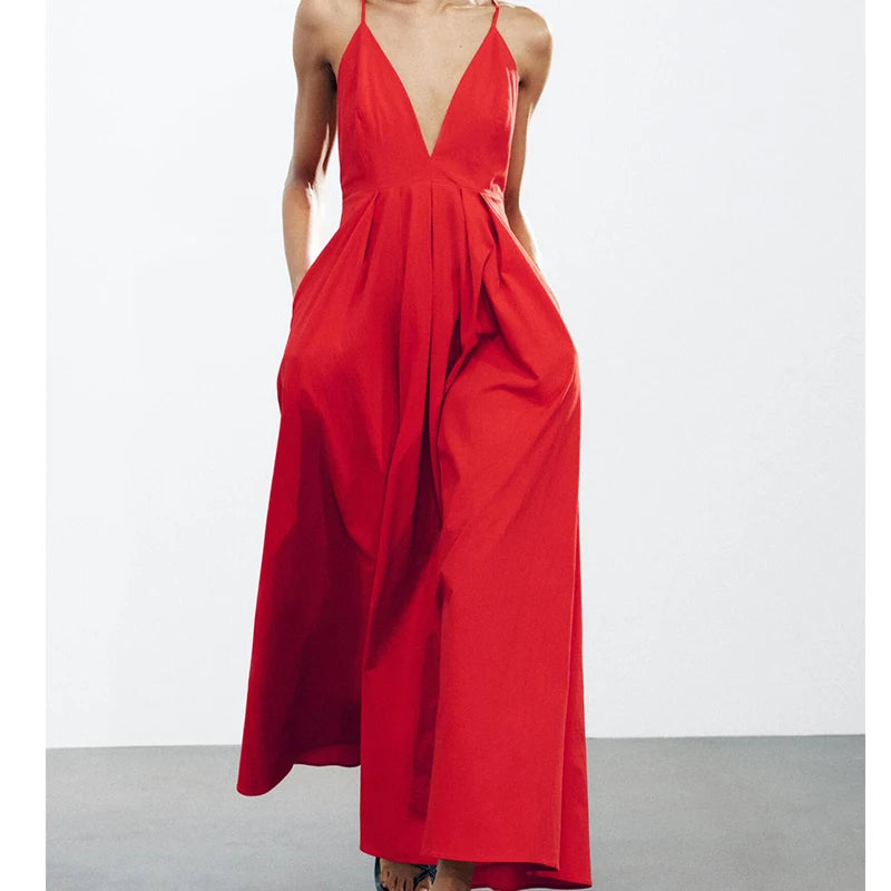 red::Red jumpsuit on a white background