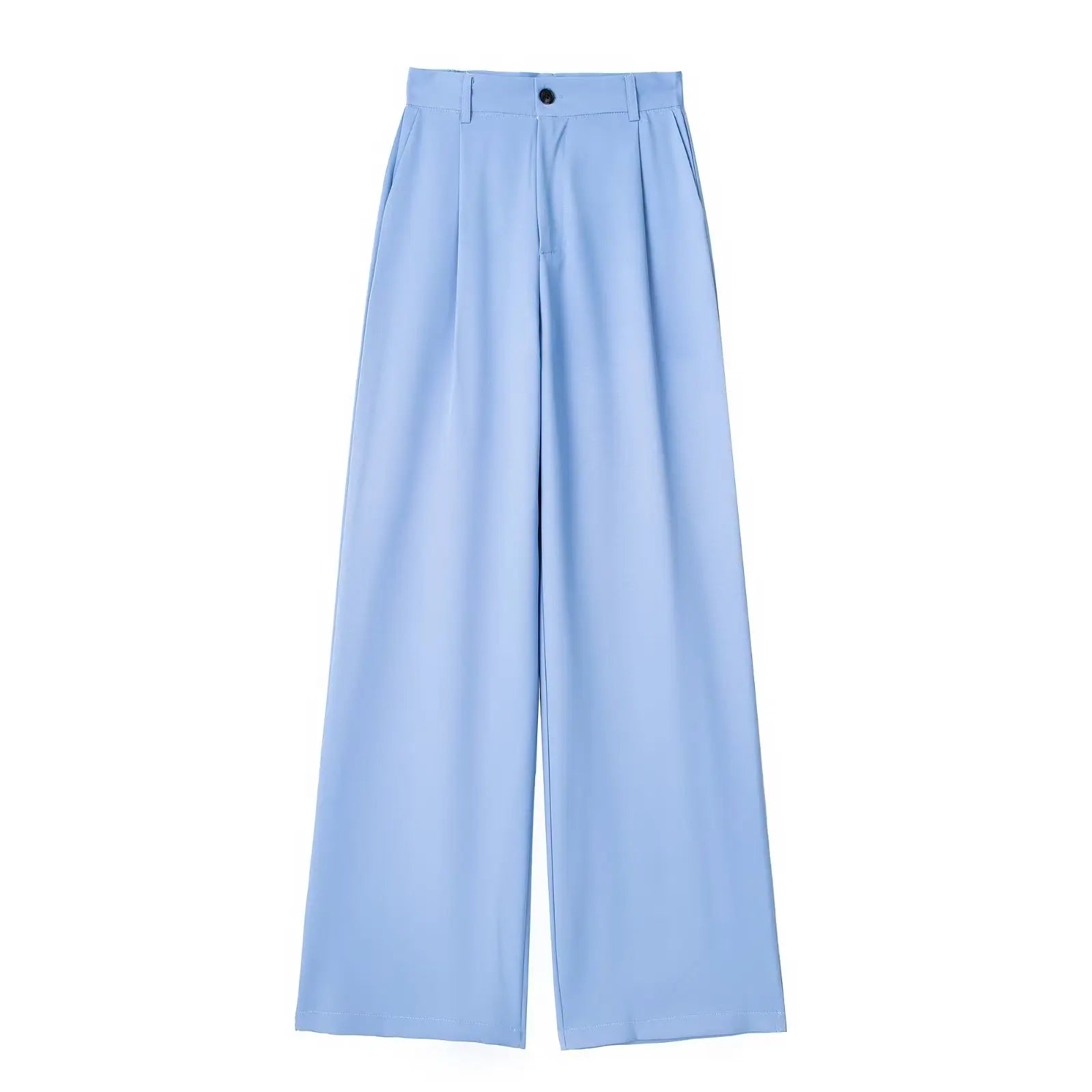 High Waist Front-Pleat Straight-Leg Trousers for Women