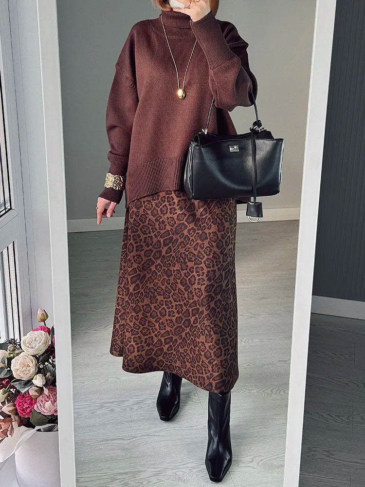 Loose Turtleneck Knit Sweater