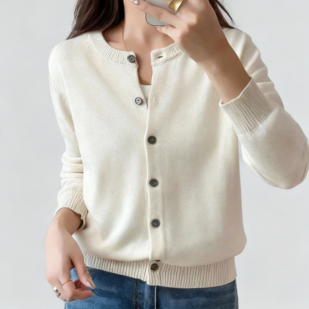 Cotton O-Neck Cardigan