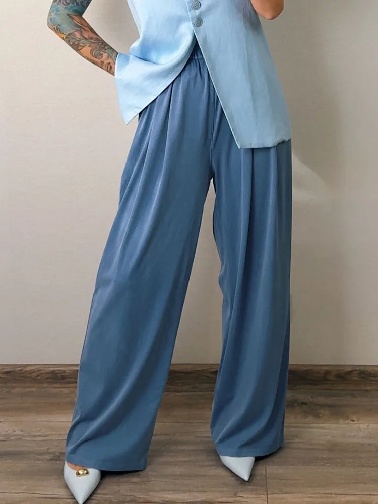 Lyocell Wide-Leg Denim Pants