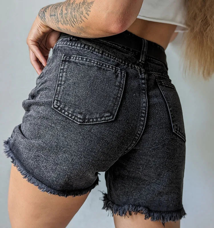 High Waist Blue Denim Shorts