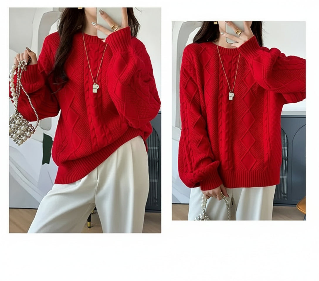Red:: Person wearing a red sweater and white pants in two different lighting conditions.