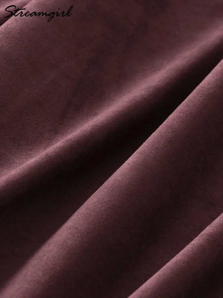 High Waist Suede A-Line Skirt