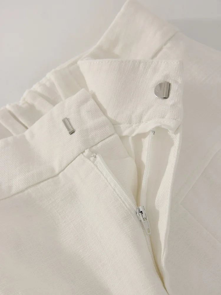 High Waist Cotton-Linen Wide Leg Pants