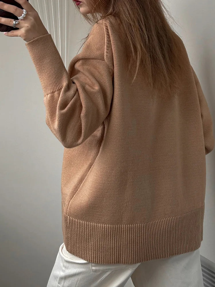 Loose Turtleneck Knit Sweater