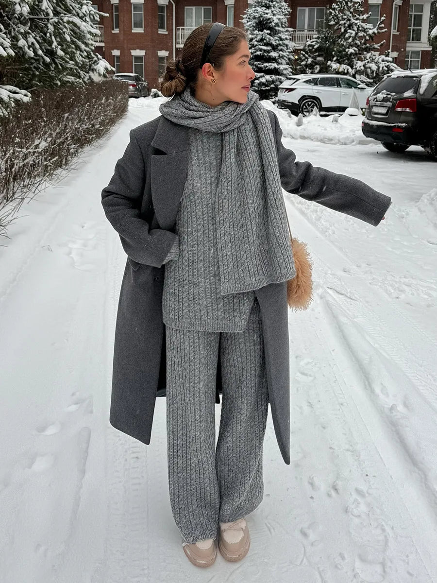 Ribbed Turtleneck Knit Set