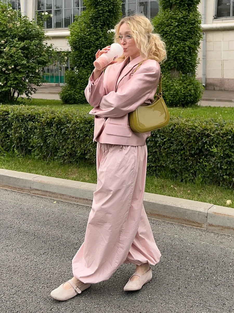 High Waist Wide-Leg Patchwork