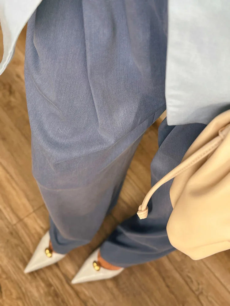 Lyocell Wide-Leg Denim Pants