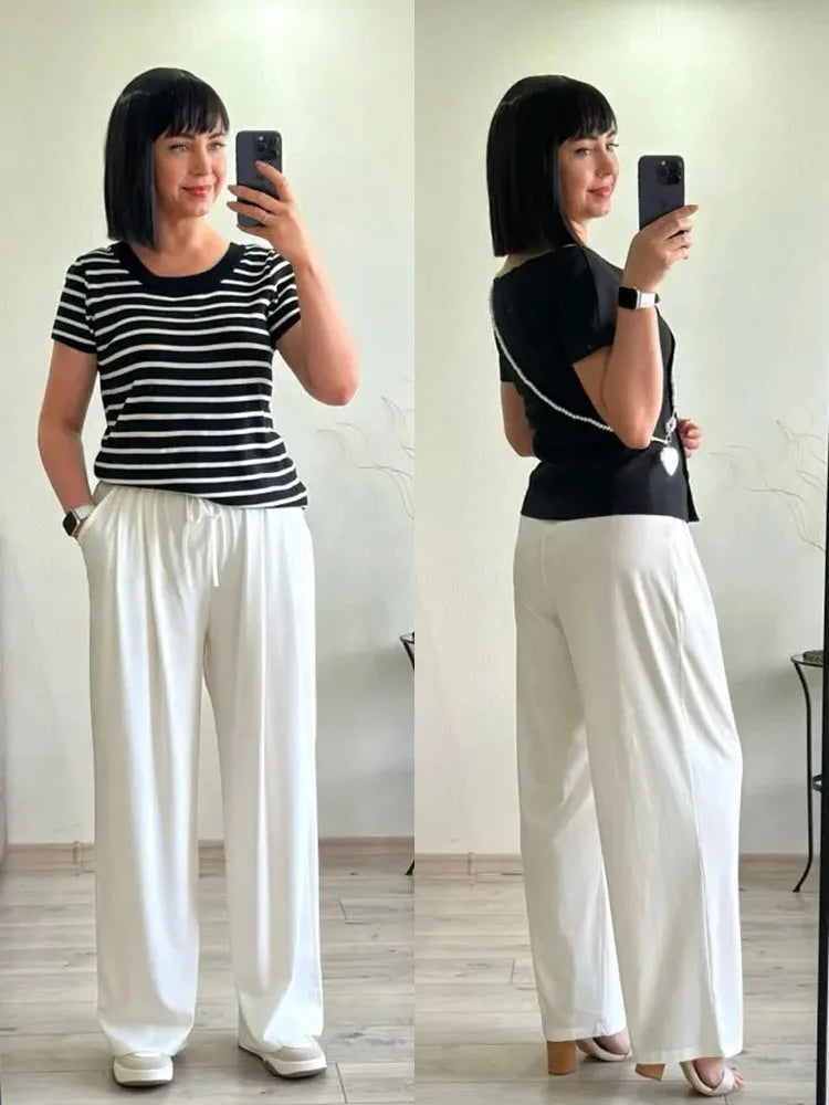 Lyocell Wide-Leg Denim Pants