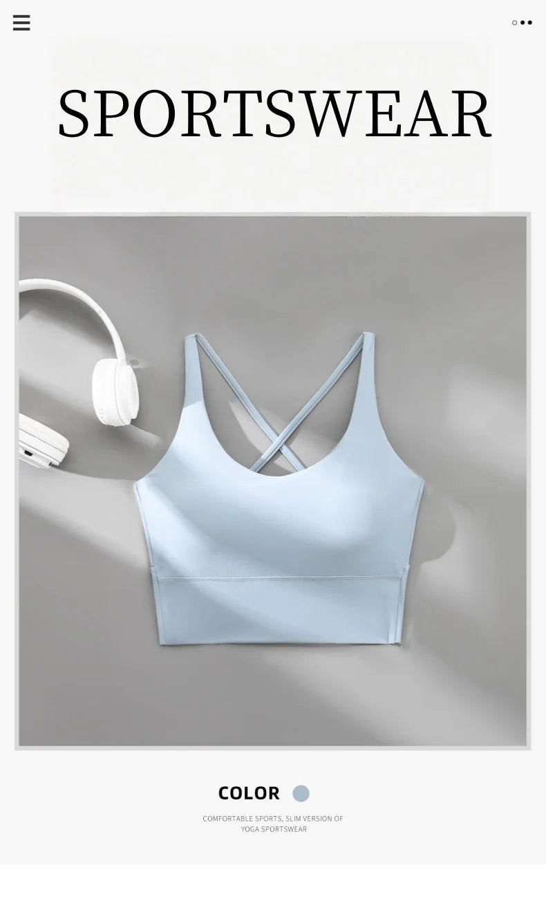 High Impact Seamless Sports Bra with Cross Back