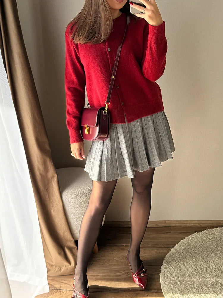 Knitted Pleated Mini Skirt