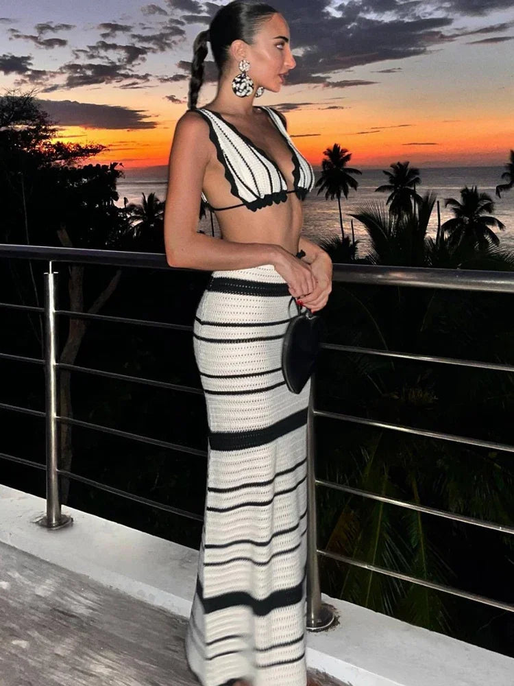 Striped Knit Two-Piece Set