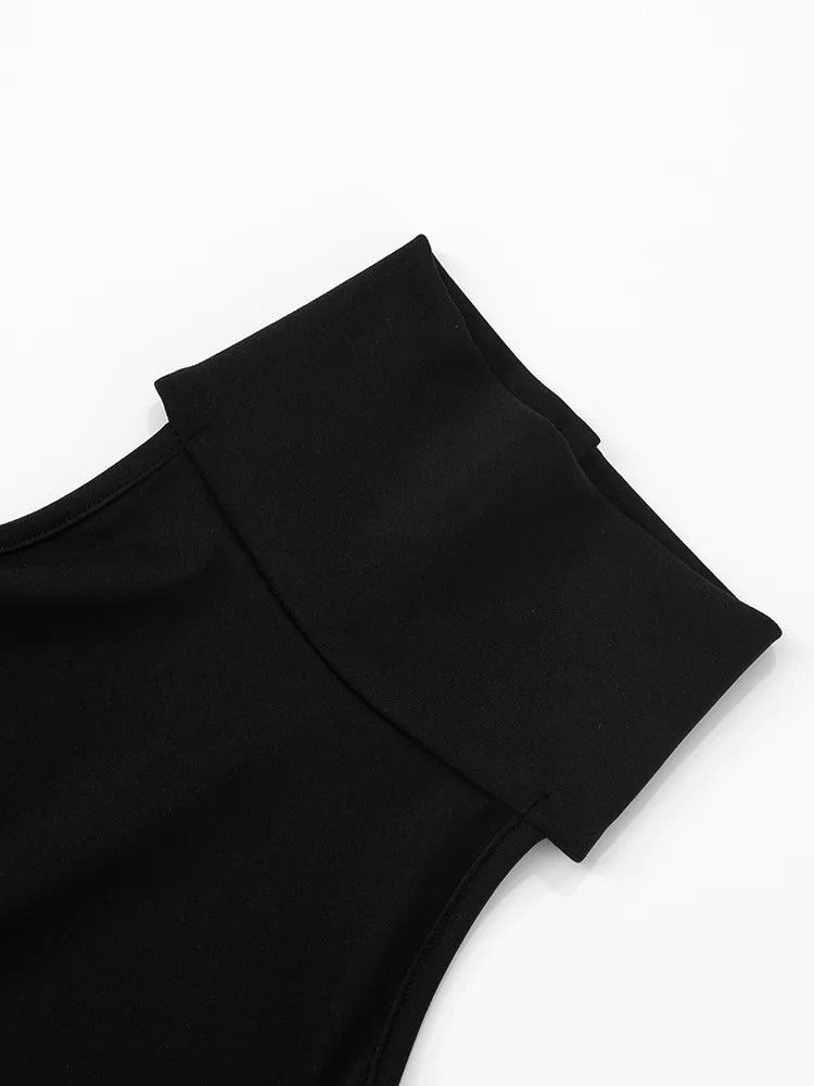 Off-Shoulder Ruffled Patchwork Romper