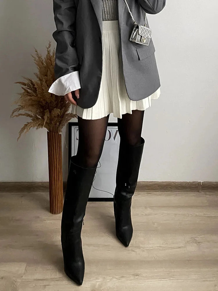 Knitted Pleated Mini Skirt