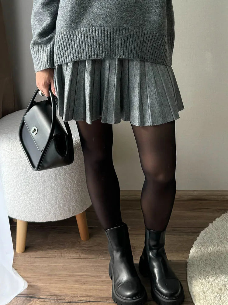 Knitted Pleated Mini Skirt