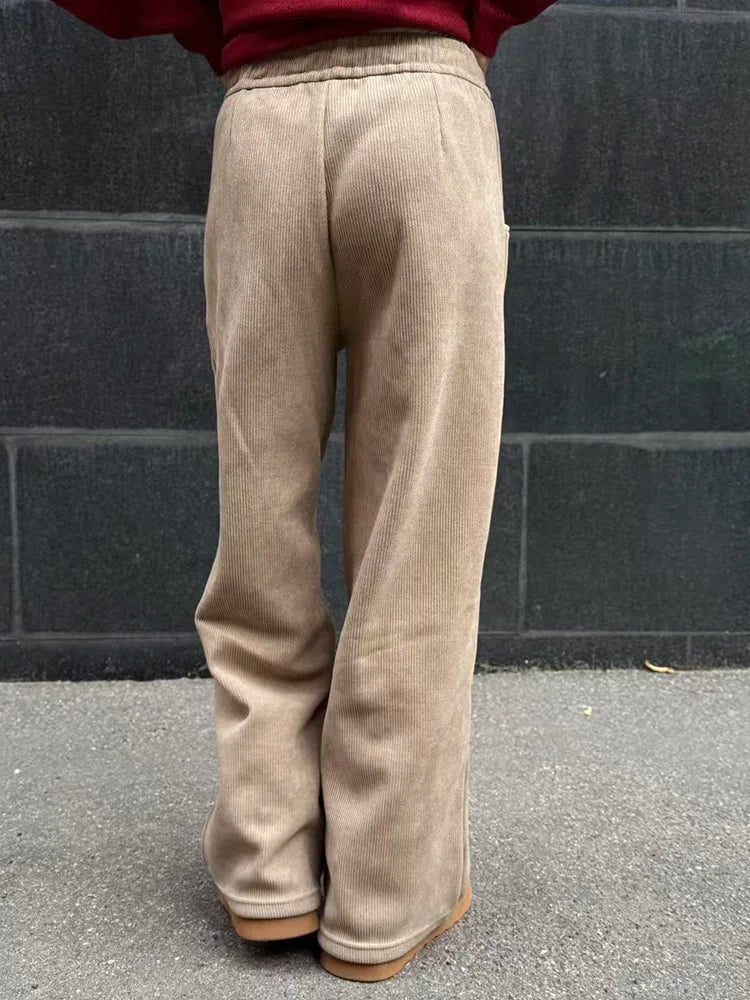 High Waist Corduroy Fleece Pants